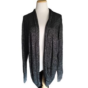 Athleta Luxe Pose Wrap Circle  Heathered Black Cardigan Sweater With Thumbholes